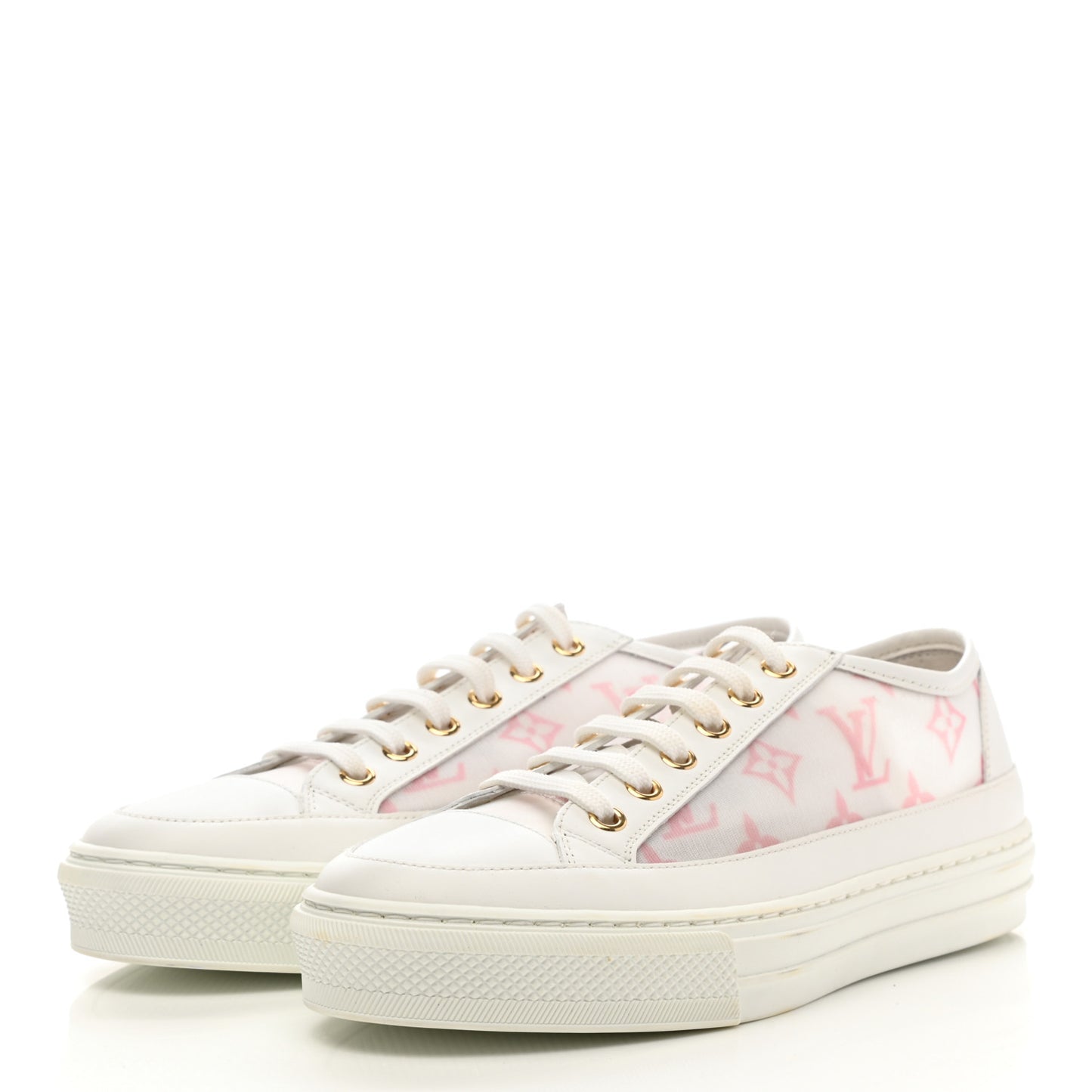 Technical Fabric Calfskin Monogram Stellar Sneakers 37 Pink