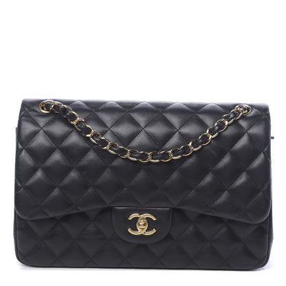 Chanel Lambskin Quilted Jumbo Double Flap Black 1 of 14