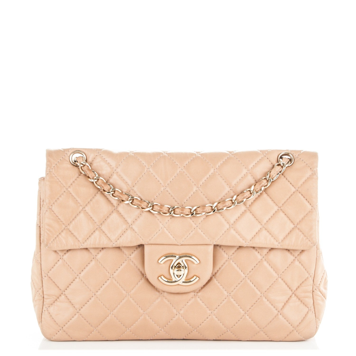 Chanel Lambskin Quilted Maxi Single Flap Beige 1 of 7