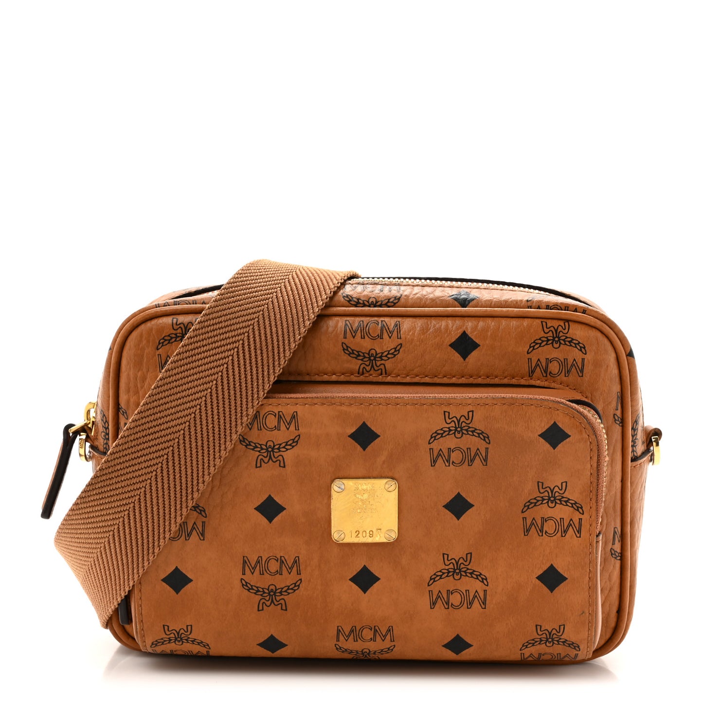 Visetos Monogram Small Aren Crossbody Cognac
