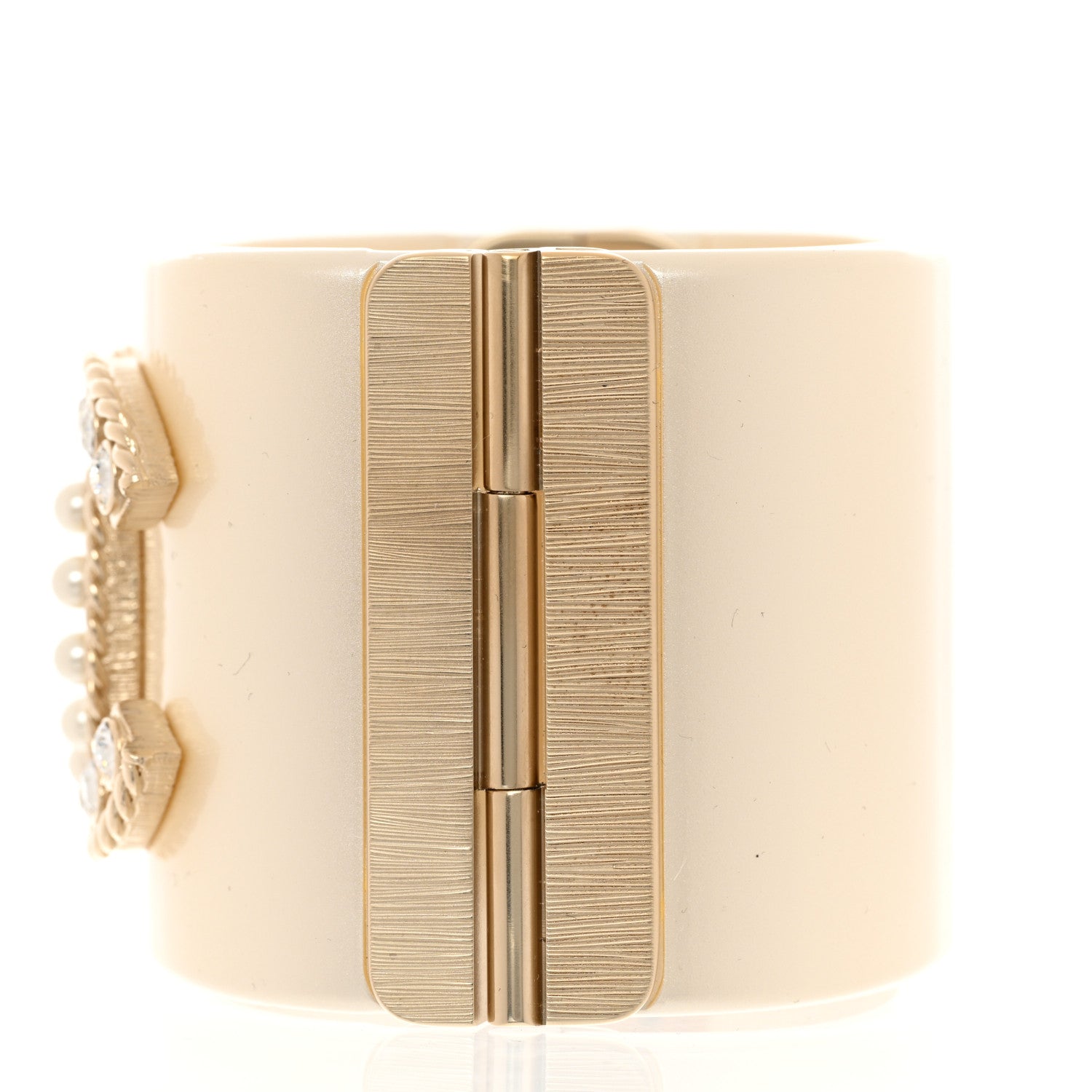 Chanel Resin Crystal Pearl April In Paris CC Cuff Beige 4 of 6