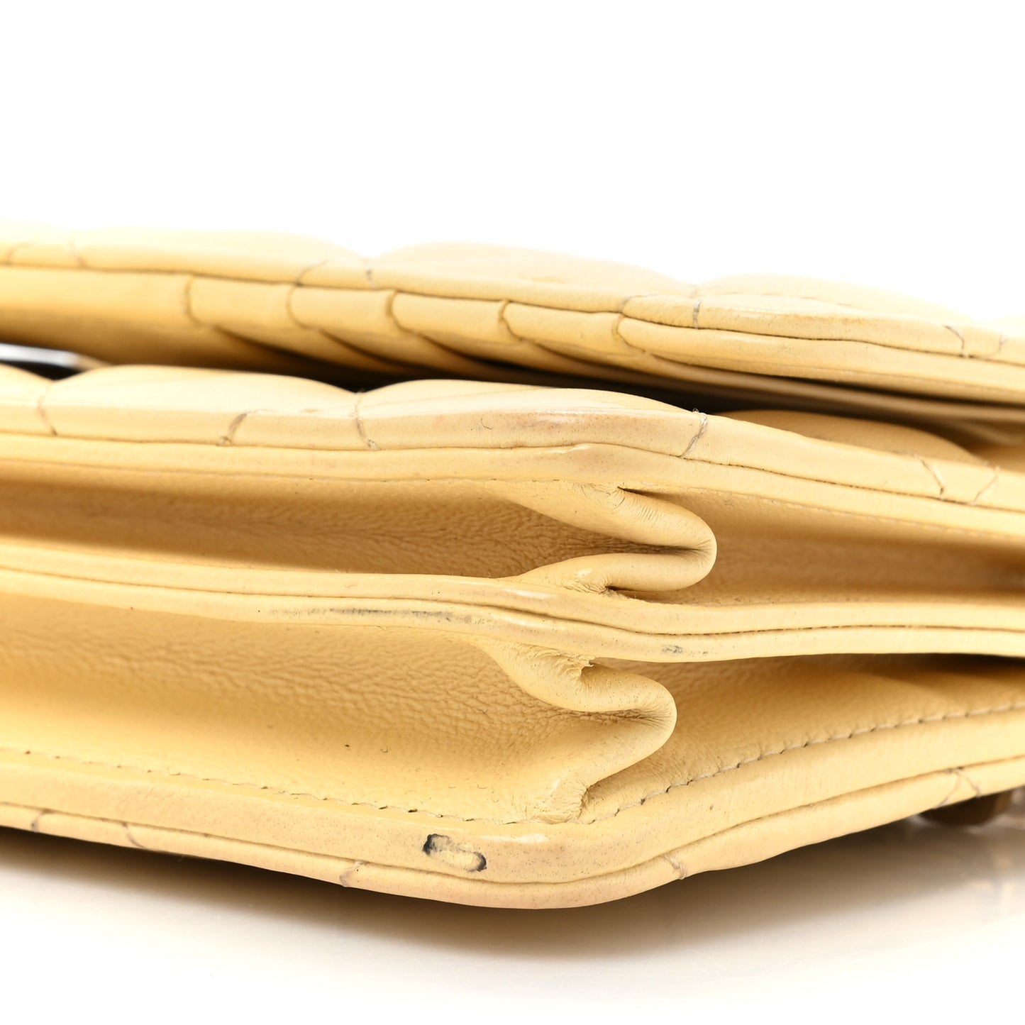 Lambskin Quilted Mini Wallet On Chain WOC Yellow