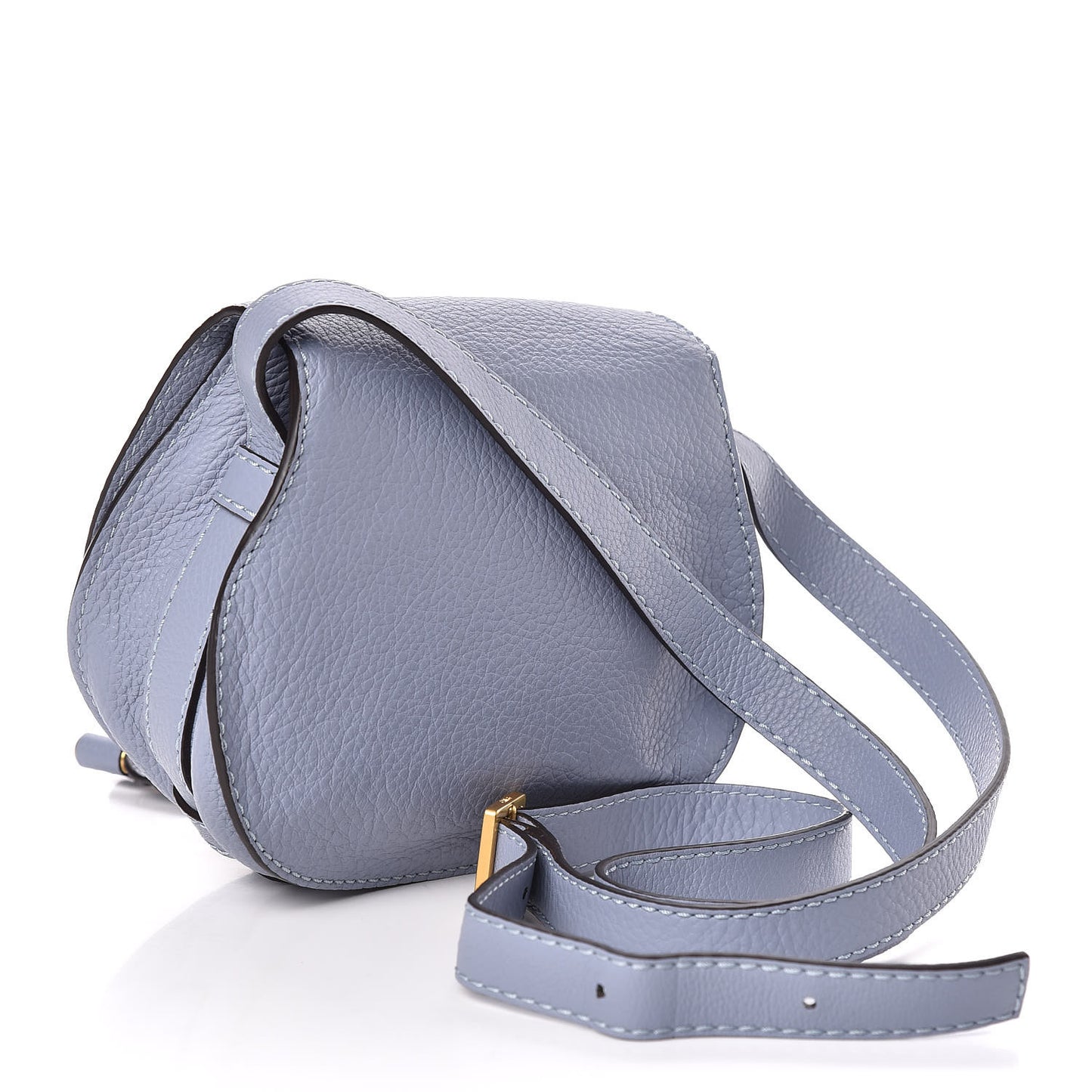 Calfskin Mini Marcie Round Crossbody Bag Washed Blue