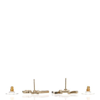 Chanel Crystal Pearl Signature Stud Earrings Gold 3 of 5