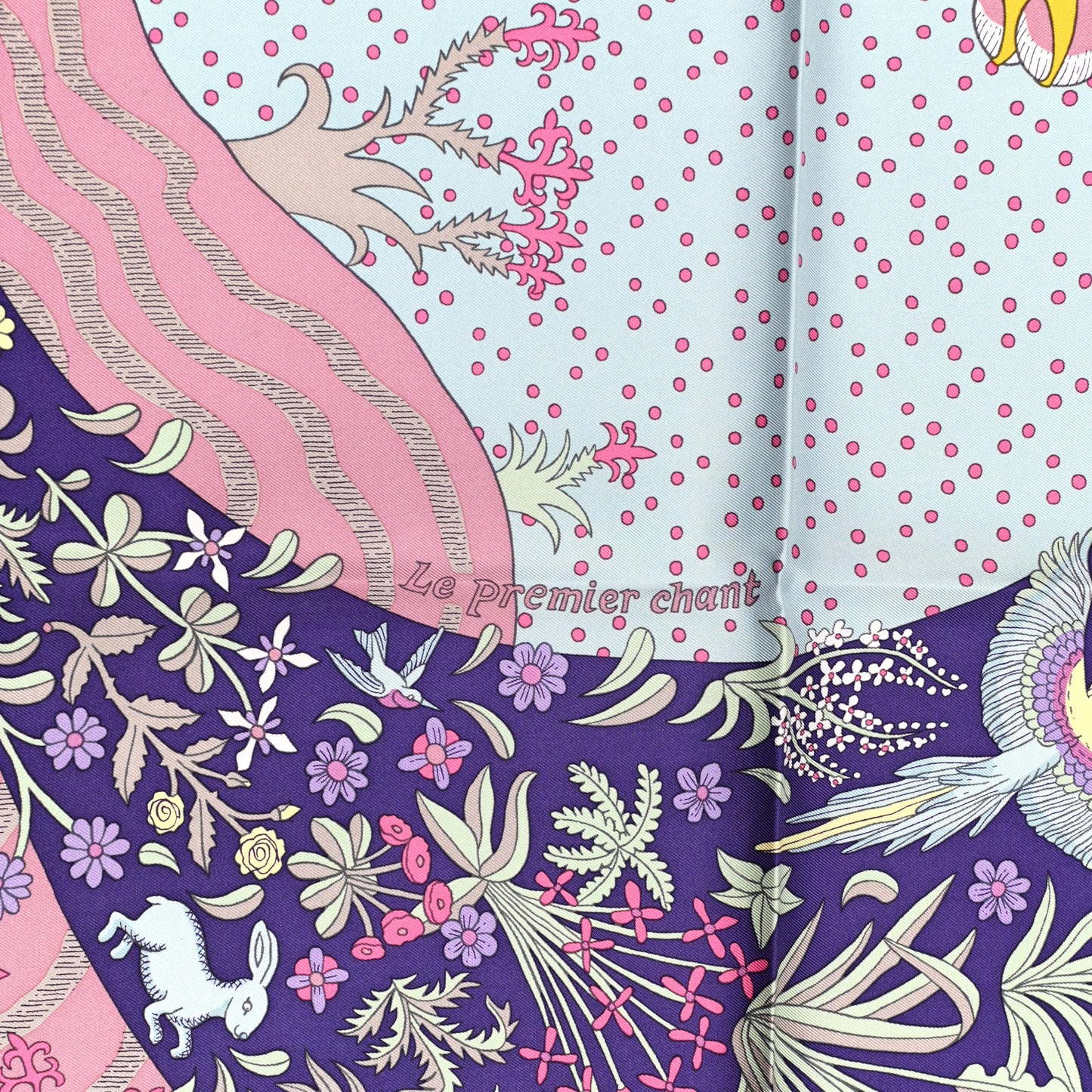 Silk Le Premier Chant Scarf 90 Violet Bleu Glacier
