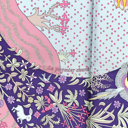 Hermes Silk Le Premier Chant Scarf 90 Violet Bleu Glacier 6 of 6
