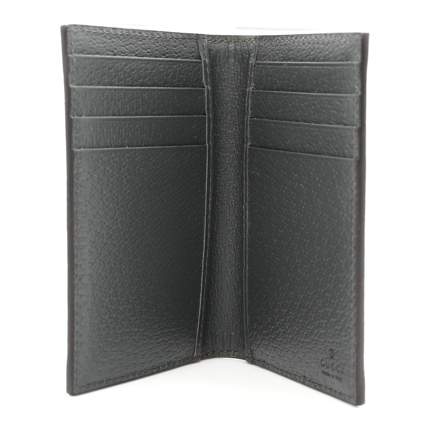 GG Supreme Monogram Textured Dollar Calfskin Ophidia Card Case Grey Black Graphite Grey
