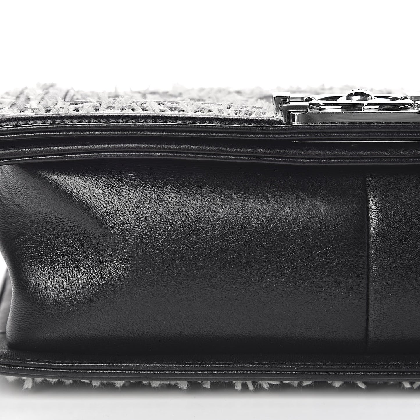 Calfskin Tweed Sequin Stitched Medium Boy Flap Black White