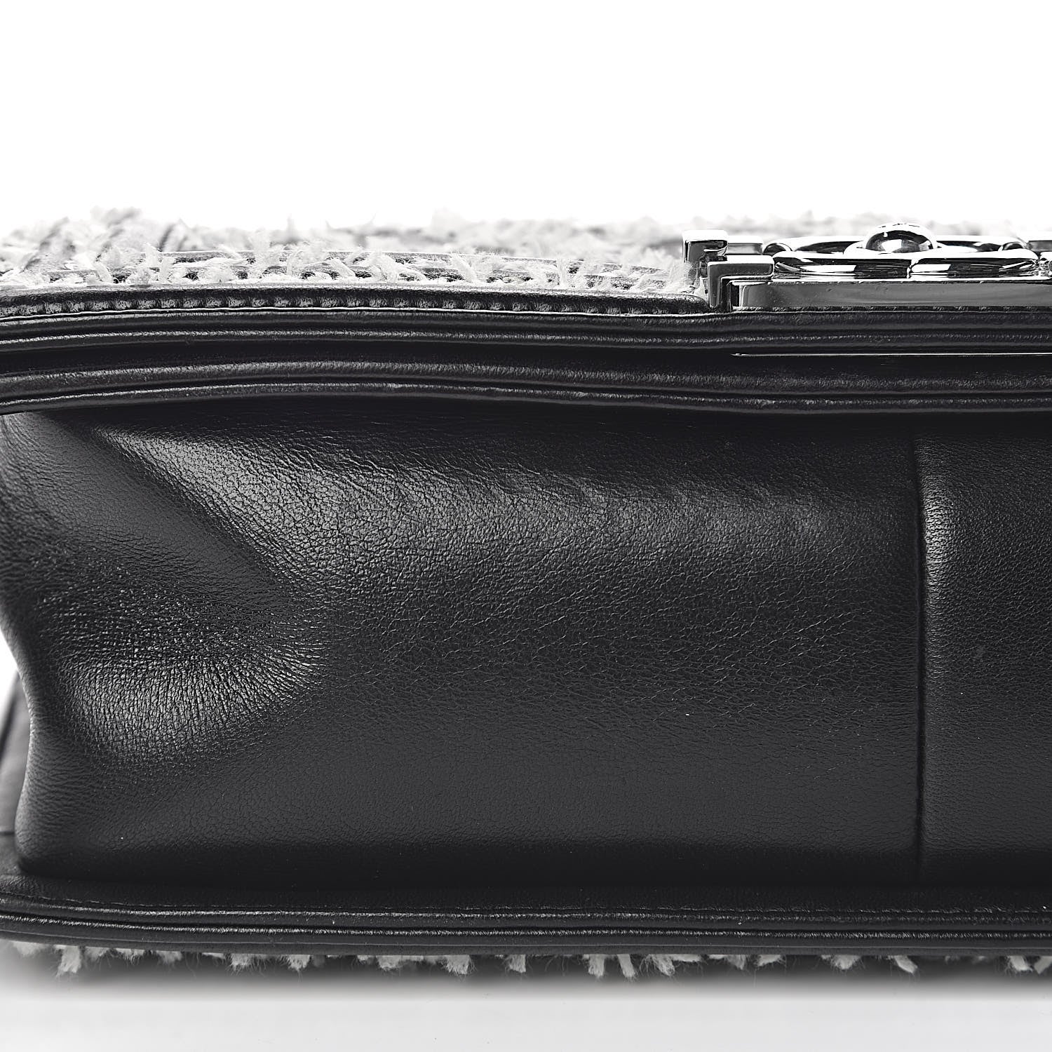 Chanel Calfskin Tweed Sequin Stitched Medium Boy Flap Black White 10 of 17