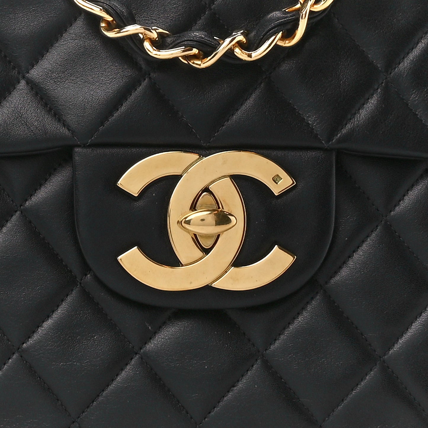 Lambskin Quilted XL Jumbo Single Flap Black