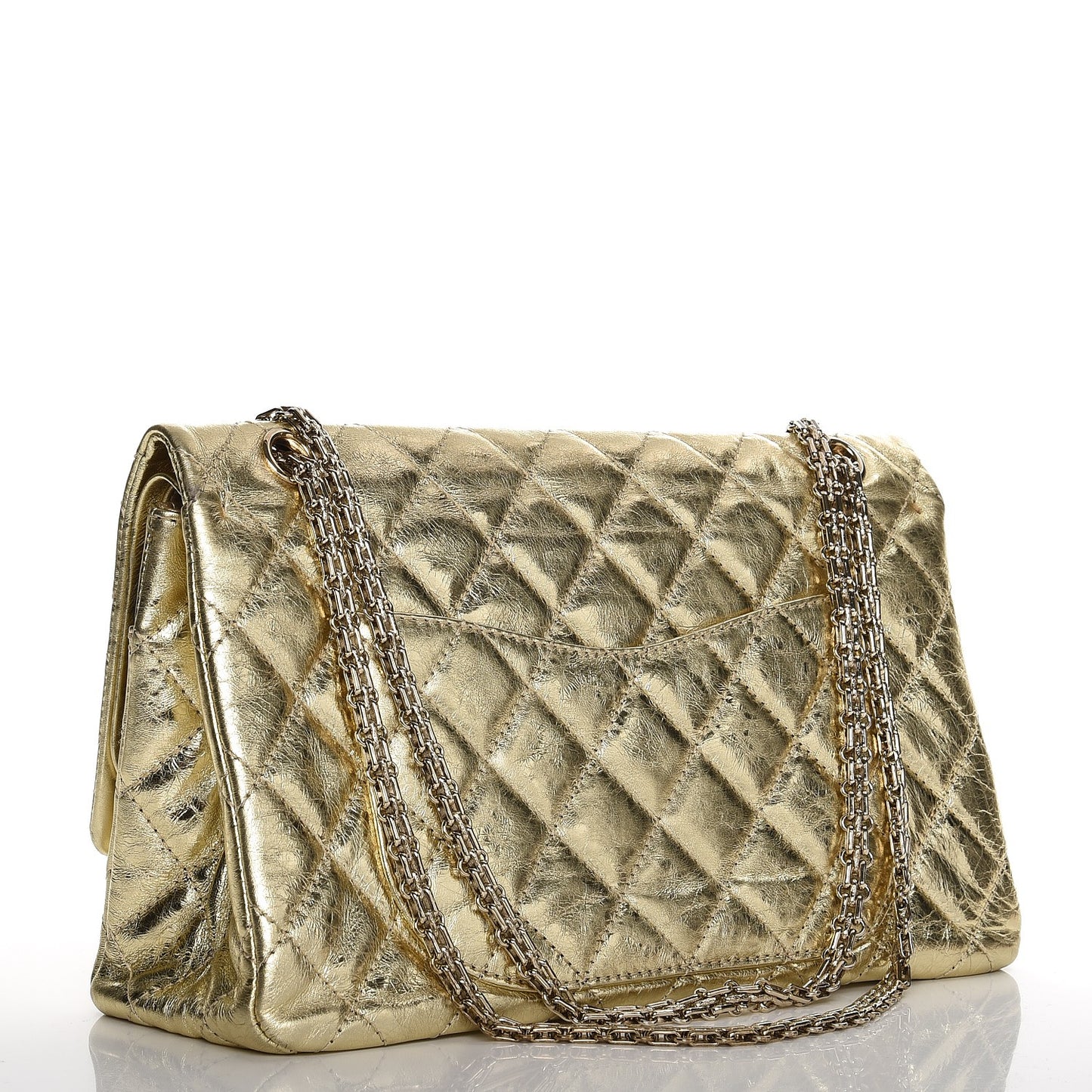 Metallic Aged Calfskin Quilted 2.55 Reissue 227 Flap Gold