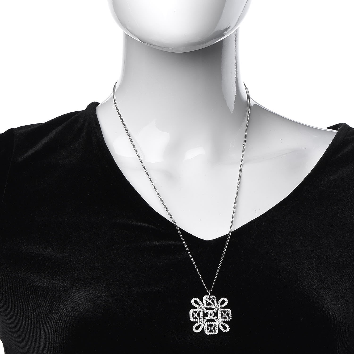 Chanel Crystal Strass Necklace Silver 2 of 4