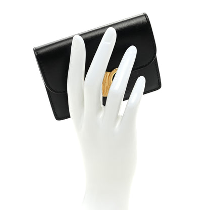Celine Shiny Calfskin Triomphe Flap Card Holder Black 2 of 6
