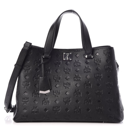 MCM Calfskin Ottomar Monogram Large Essential Tote Black 1 of 8