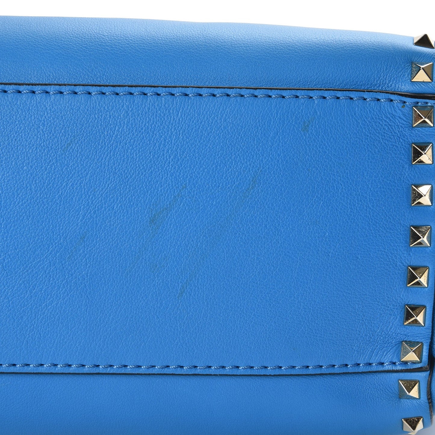 Vitello Rockstud Double Handle Tote Blue Fluo
