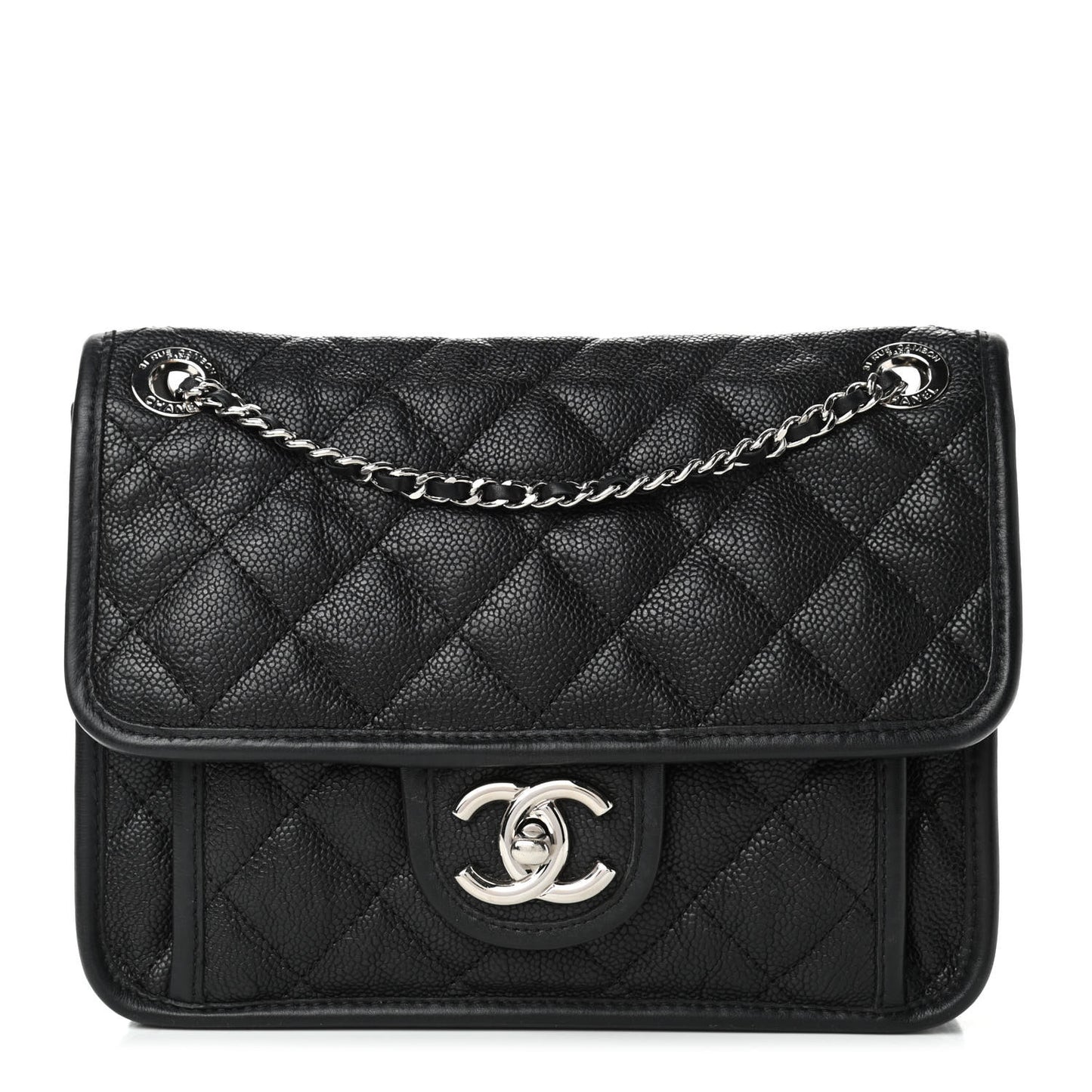 Caviar Quilted Mini French Riviera Flap Black