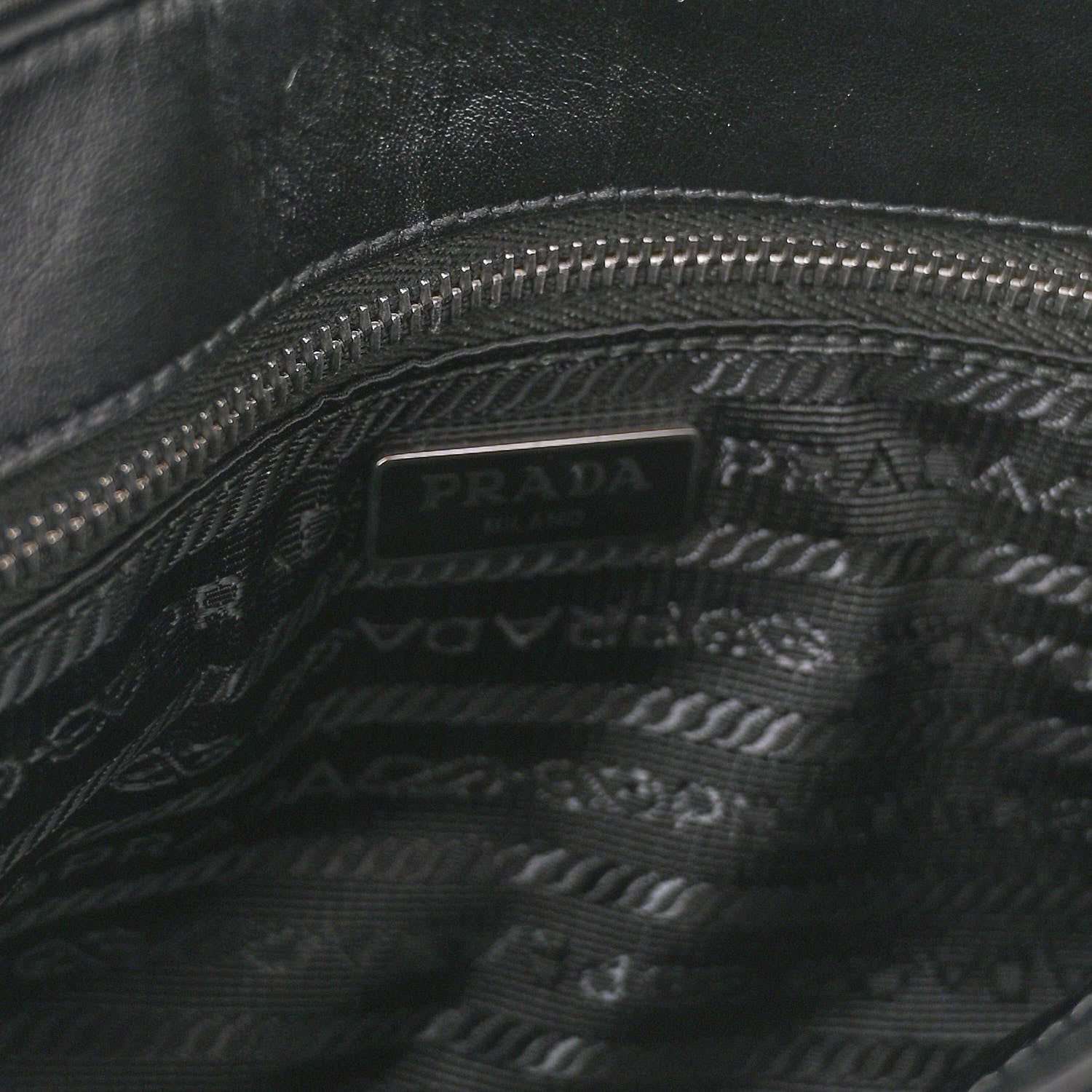 Prada Saffiano Tessuto Nylon Chain Shoulder Bag Black 8 of 11