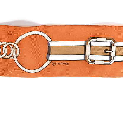 Hermes Silk Grand Tralala Twilly Creme Roux Corail 4 of 4