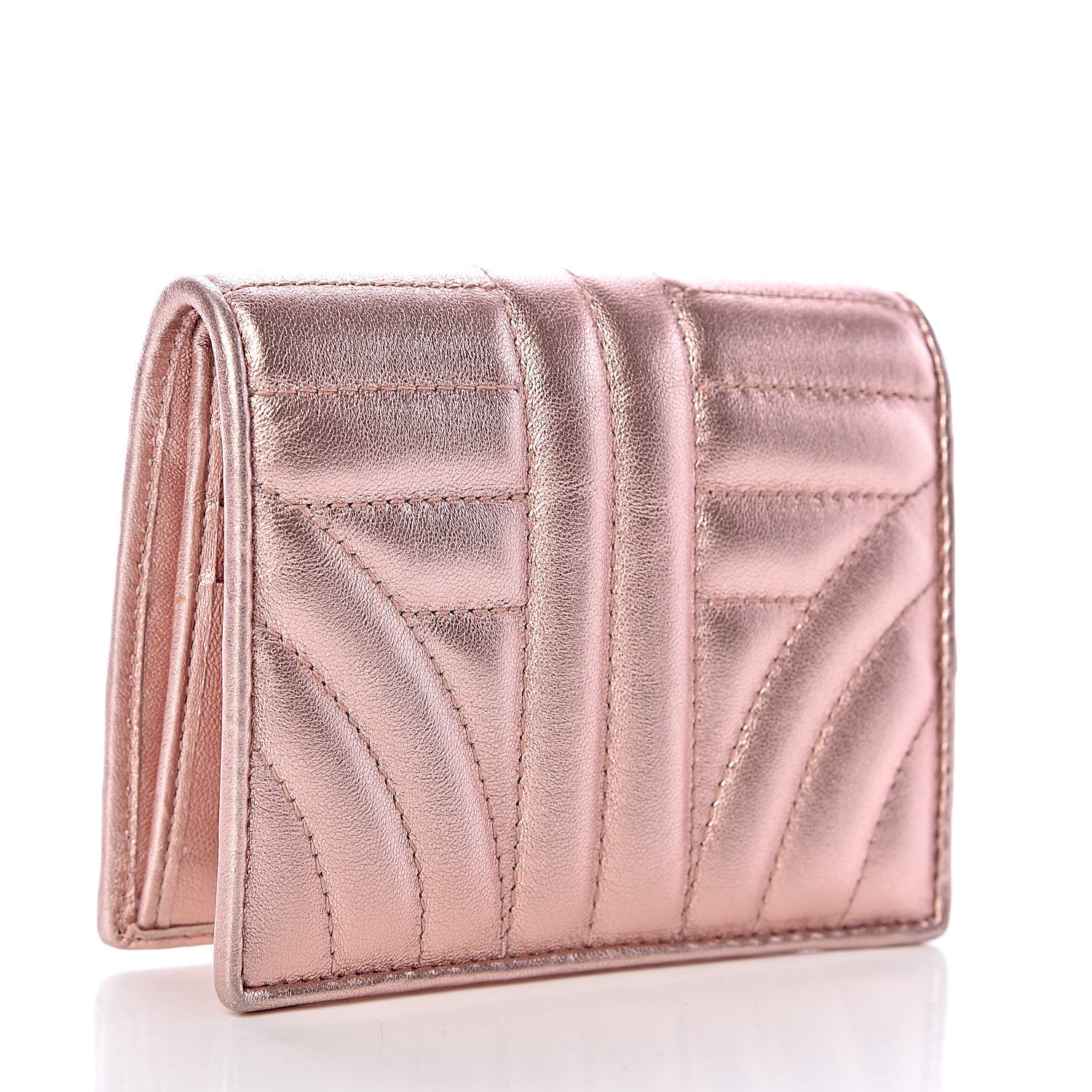 Prada Metallic Nappa Impunture Diagramme Wallet Rosa Mordore 3 of 12