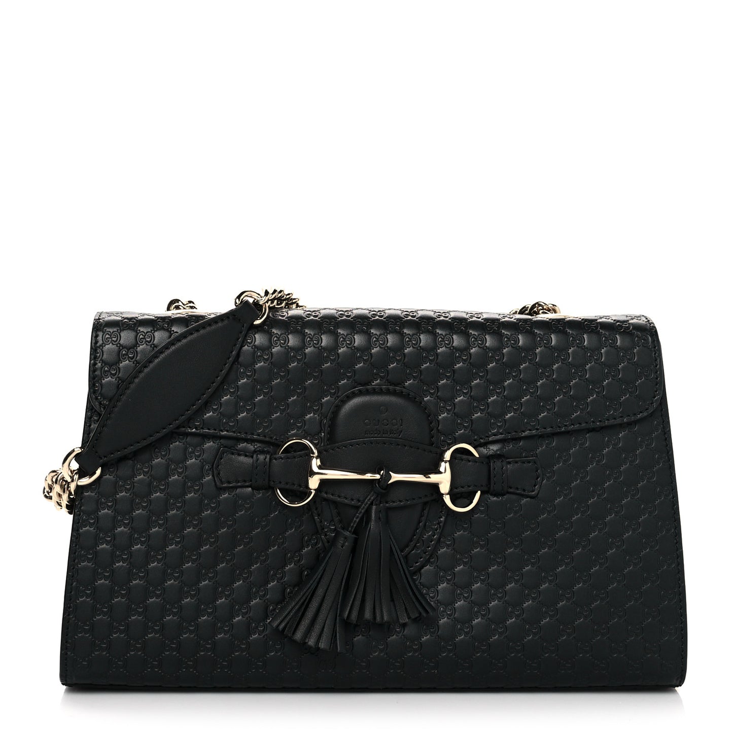 Microguccissima Medium Emily Chain Shoulder Bag Black