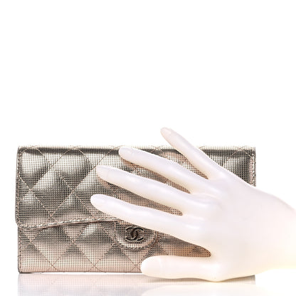 Chanel Metallic Calfskin Quilted Pixel Effect Large Flap Wallet Pinky Gold 2 of 11