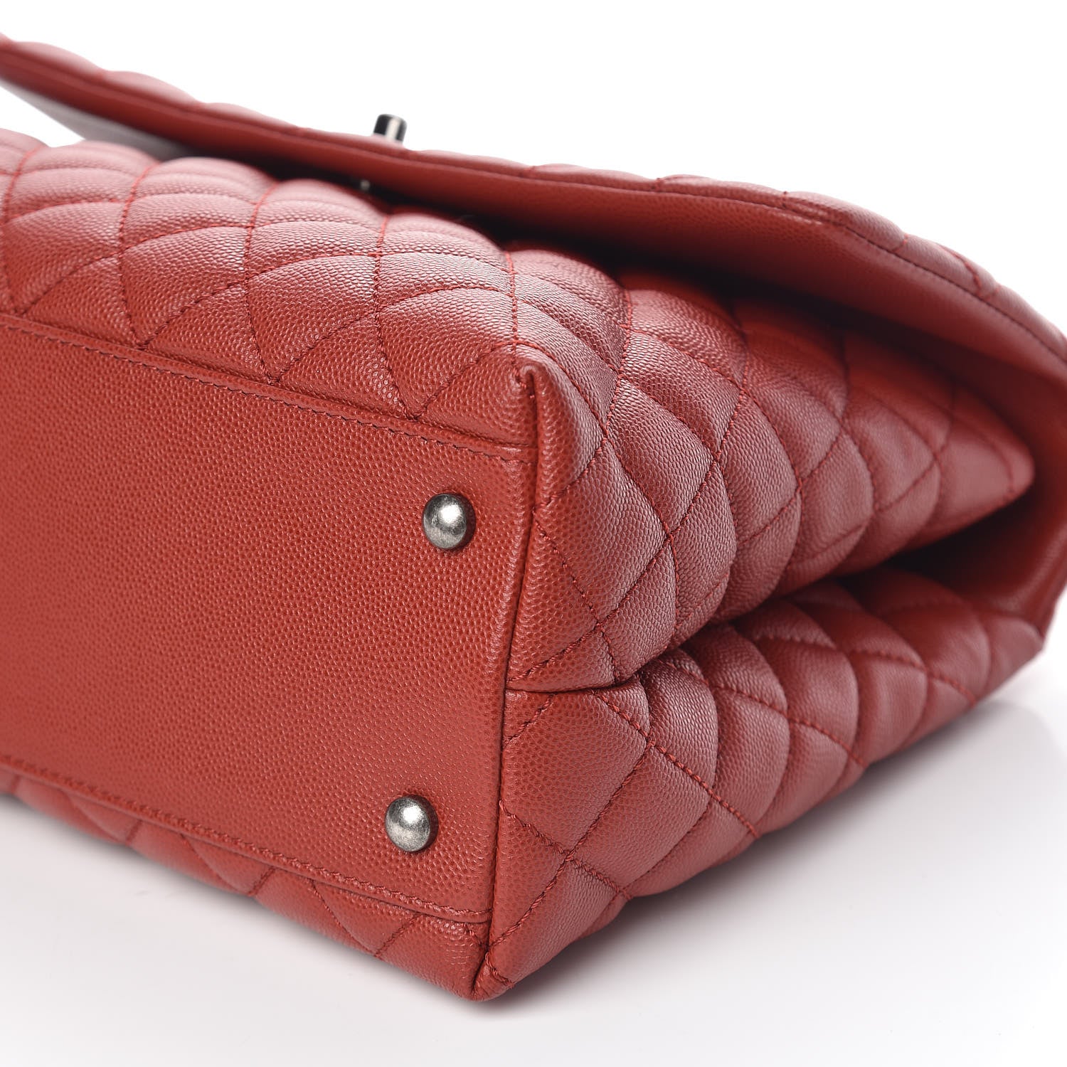Chanel Caviar Quilted Medium Coco Handle Flap Dark Red 6 of 10