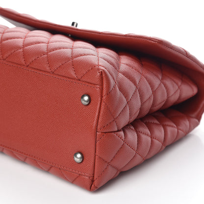 Chanel Caviar Quilted Medium Coco Handle Flap Dark Red 6 of 10