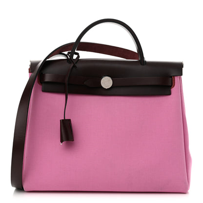 Hermes Toile Officier Vache Hunter Verso Herbag Zip Retourne PM 31 Bubblegum Rubis Rouge Sellier 1 of 12