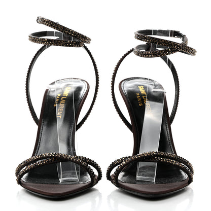 Saint Laurent Satin Crystal Ava 105 Sandals 36.5 Amaranth 2 of 7