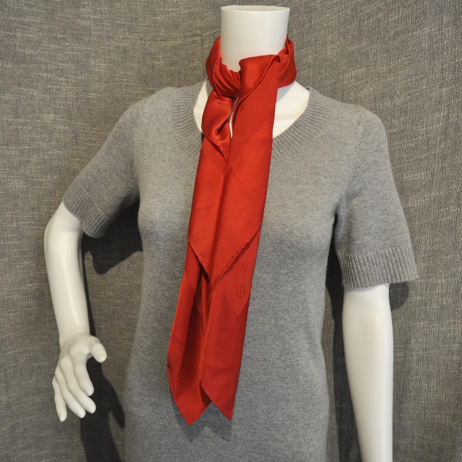 Louis Vuitton Silk Monogram Monaco Square Scarf Red 6 of 6