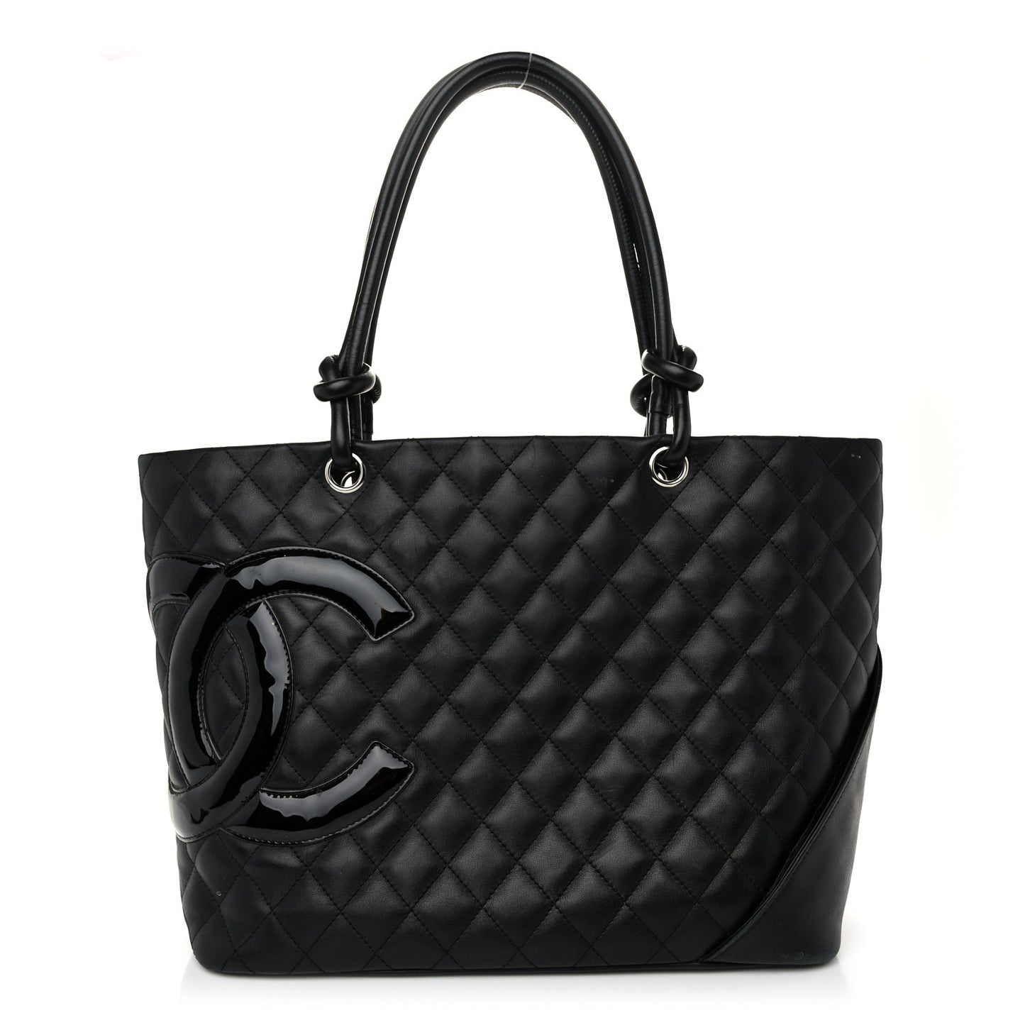 Calfskin Quilted Large Cambon Tote Black