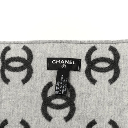 Chanel Wool Cashmere CC Scarf Grey 3 of 3