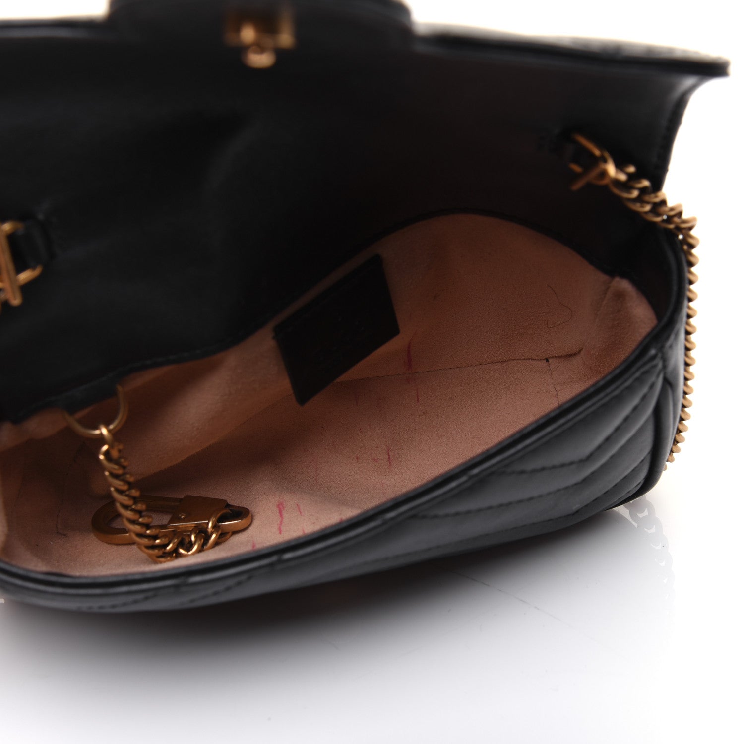Gucci Calfskin Matelasse Super Mini GG Marmont Shoulder Bag Black 5 of 16
