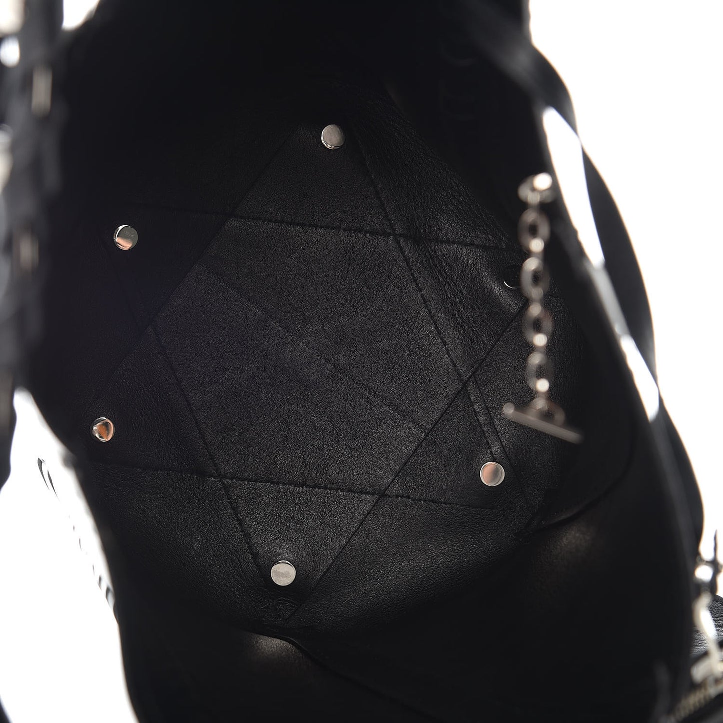 Smooth Calfskin Medium Hex Bucket Bag Black White