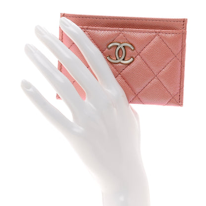 Chanel Iridescent Caviar Quilted Card Holder Rose Pink 2 of 9
