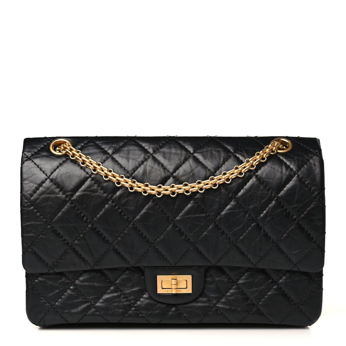 Aged Calfskin Quilted 2.55 Reissue 226 Flap Black