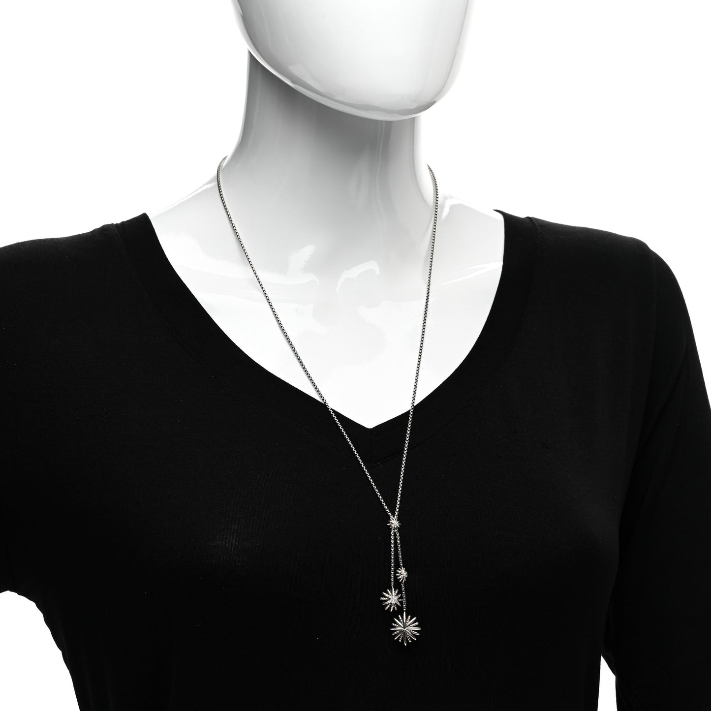 Sterling Silver Diamond Starburst Y Necklace