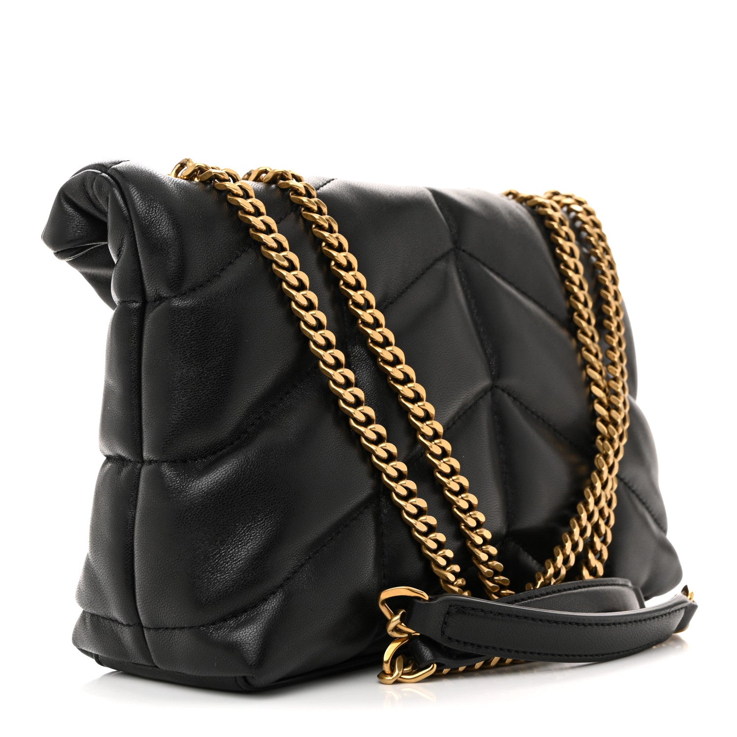 Saint Laurent Lambskin Quilted Toy Loulou Puffer Monogram Chain Satchel Black 3 of 12