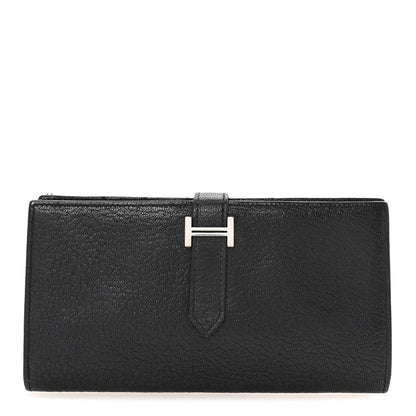 Hermes Chevre Mysore Bearn Gusset Wallet Black 1 of 8