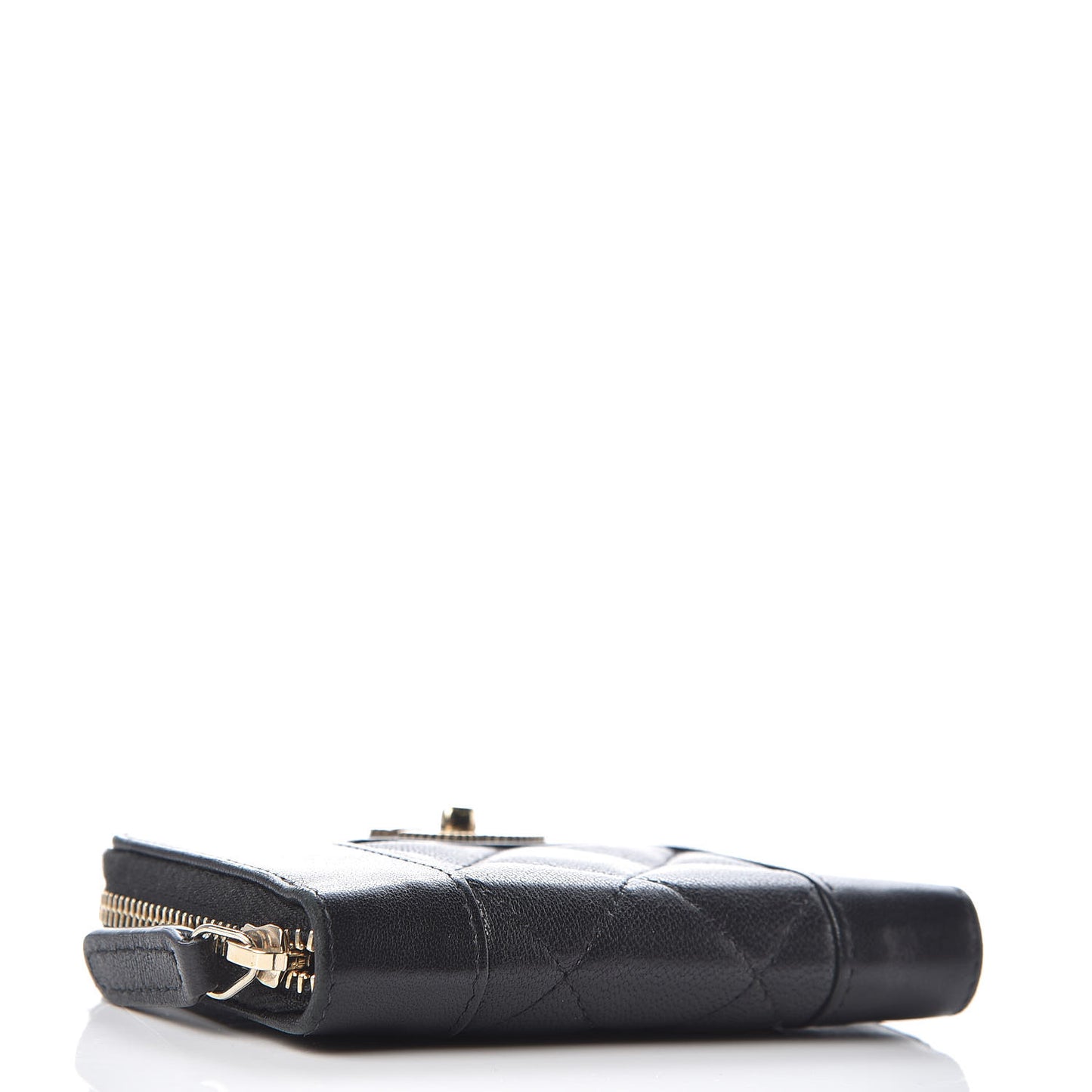 Sheepskin Quilted Mademoiselle Vintage Zip Coin Purse Black