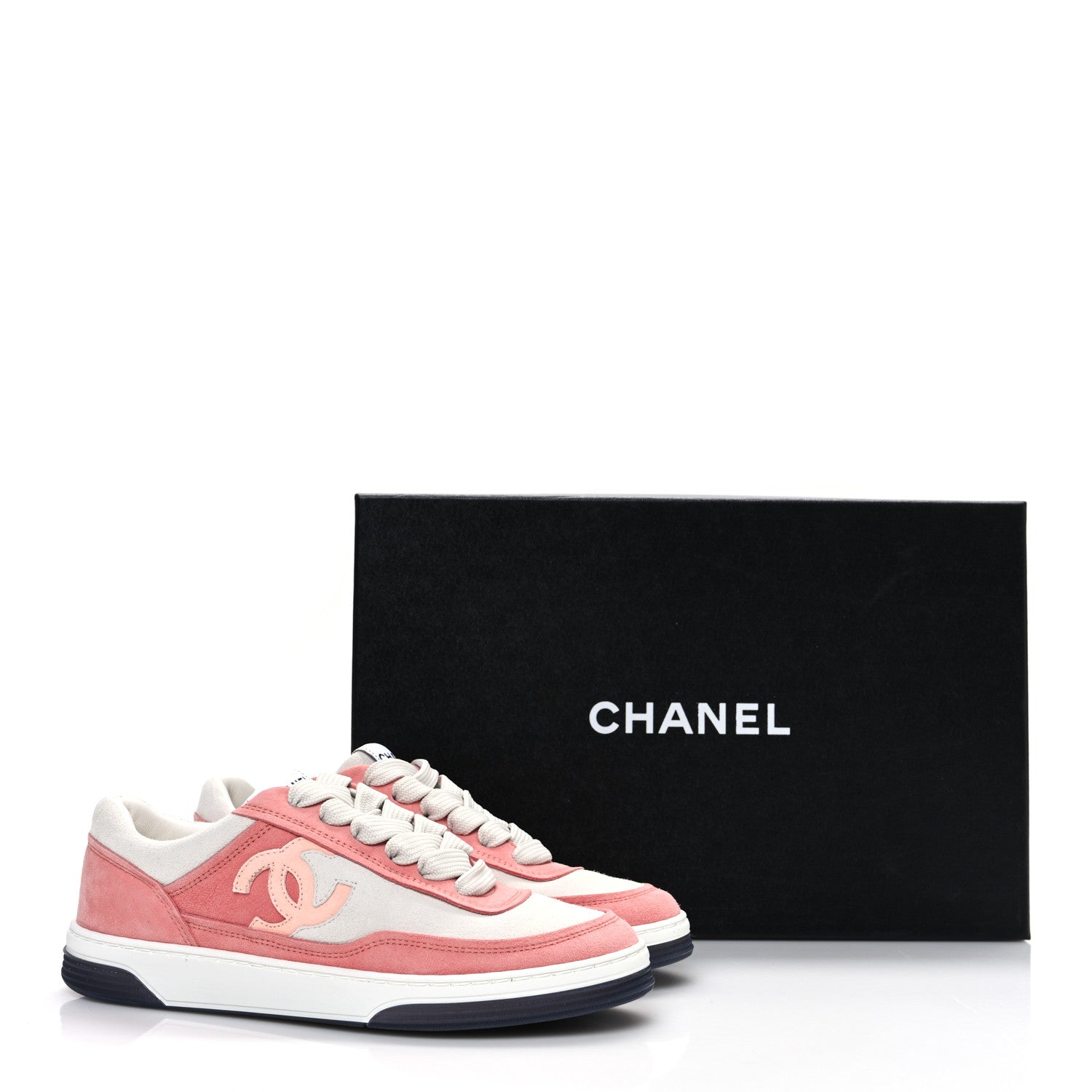Chanel Suede Kidskin Womens CC Sneakers 35.5 White Pink 11 of 11