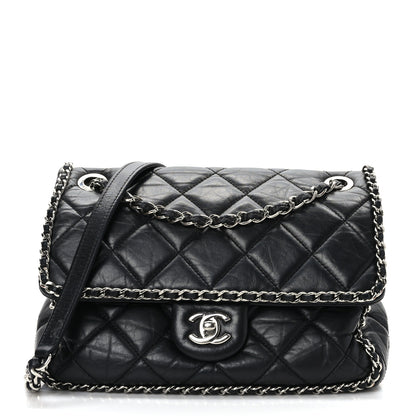 Chanel Crumpled Calfskin Medium Chain All Over Flap Black 1 of 9