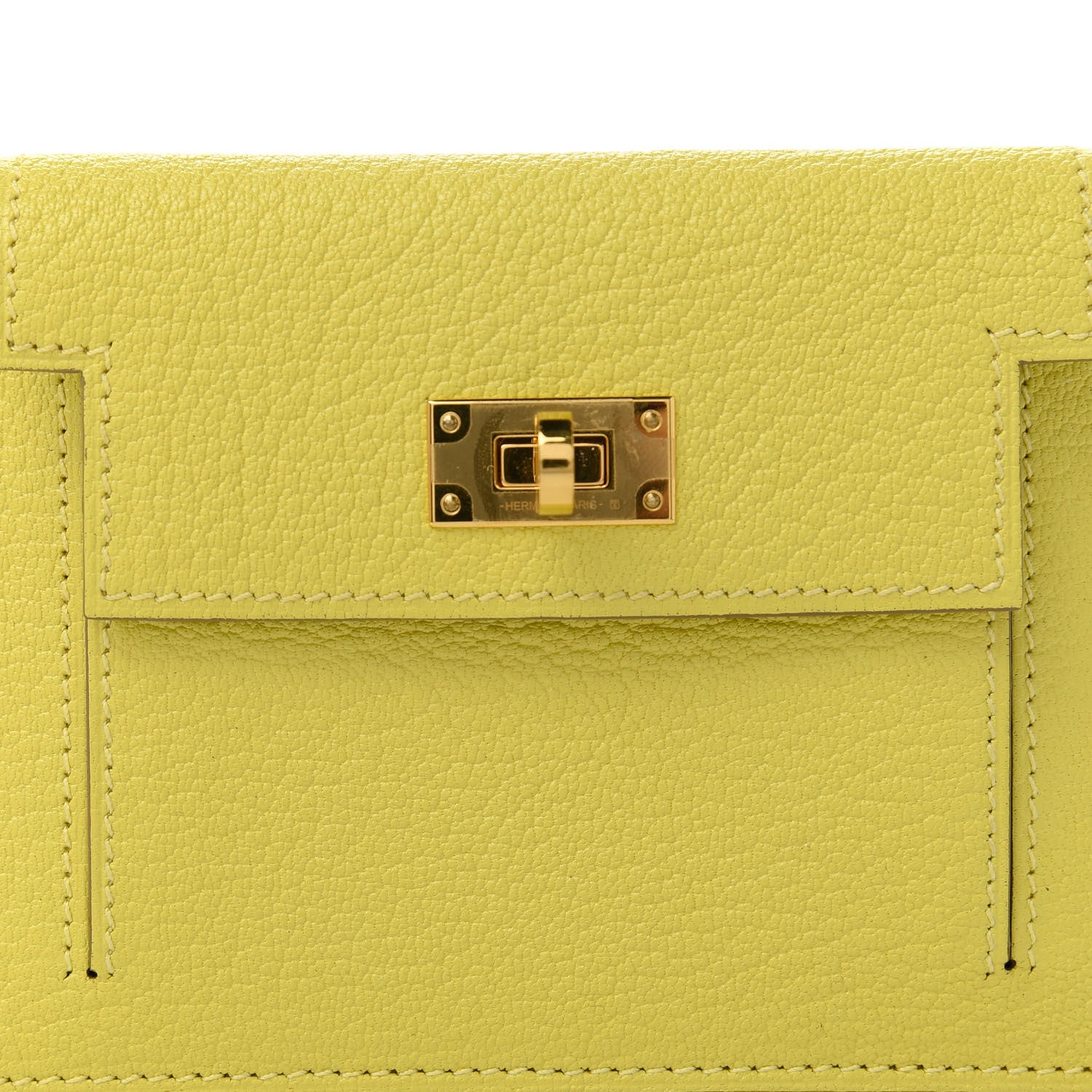 Hermes Chevre Mysore Kelly Pocket Compact Wallet Lime 8 of 9