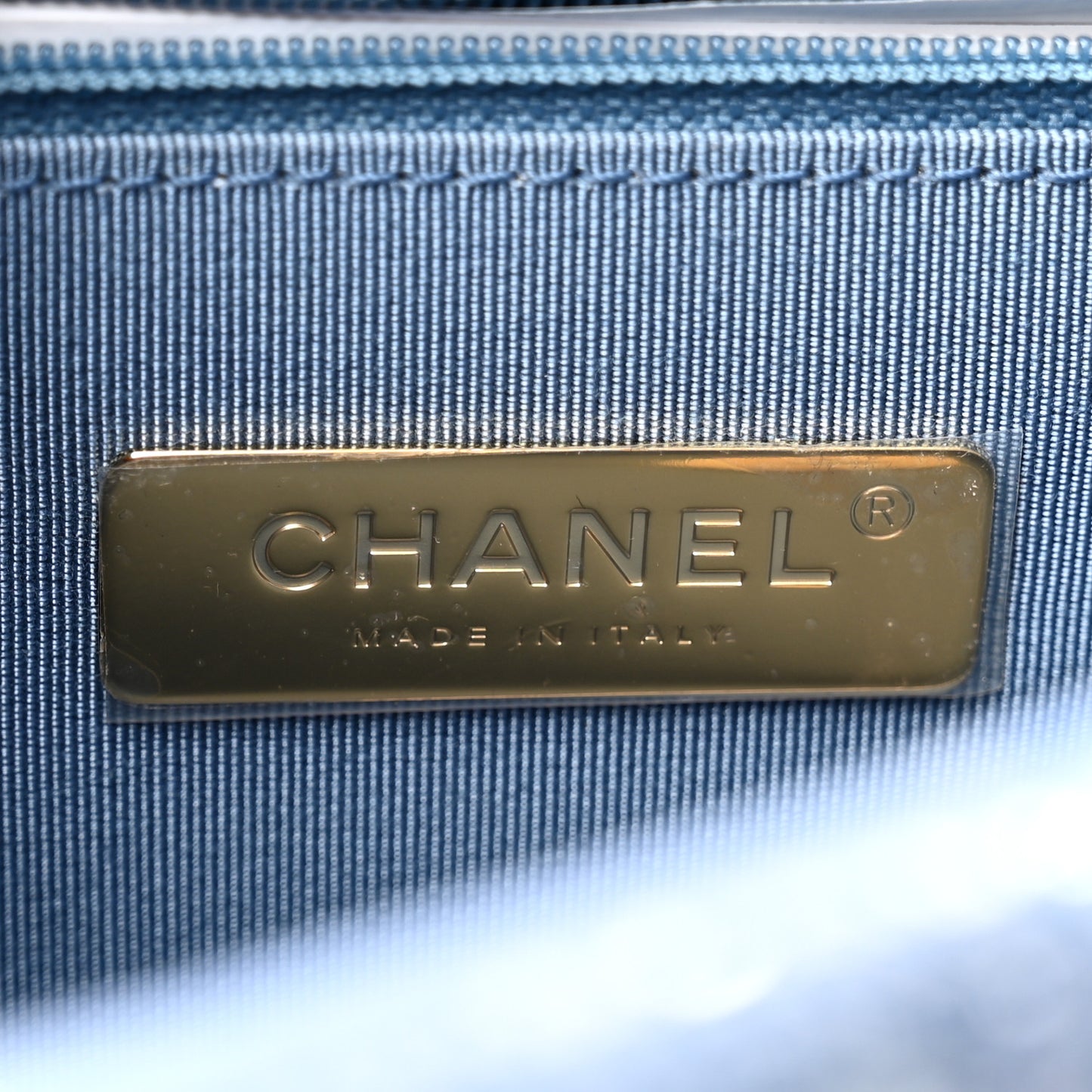 Sequin Quilted Medium Chanel 19 Flap Light Blue