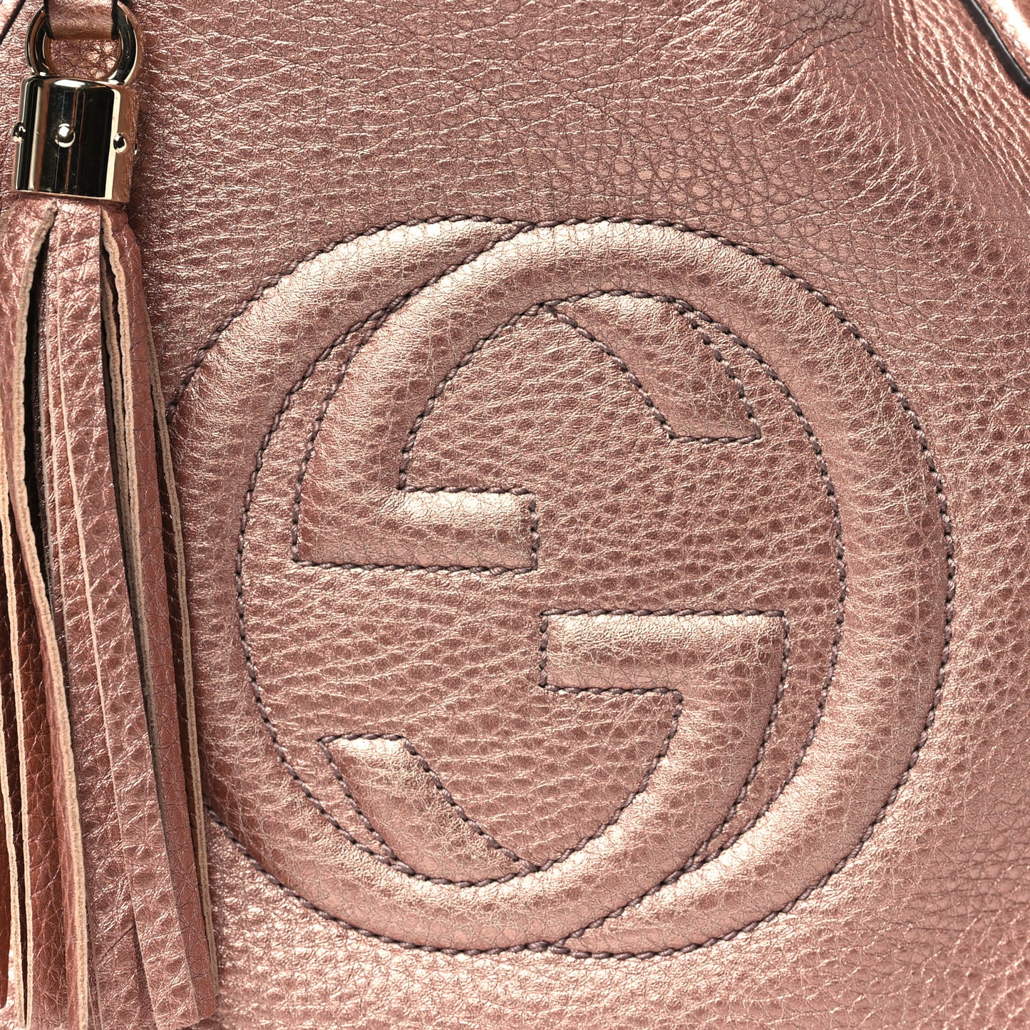 Metallic Pebbled Calfskin Small Soho Shoulder Bag Pink