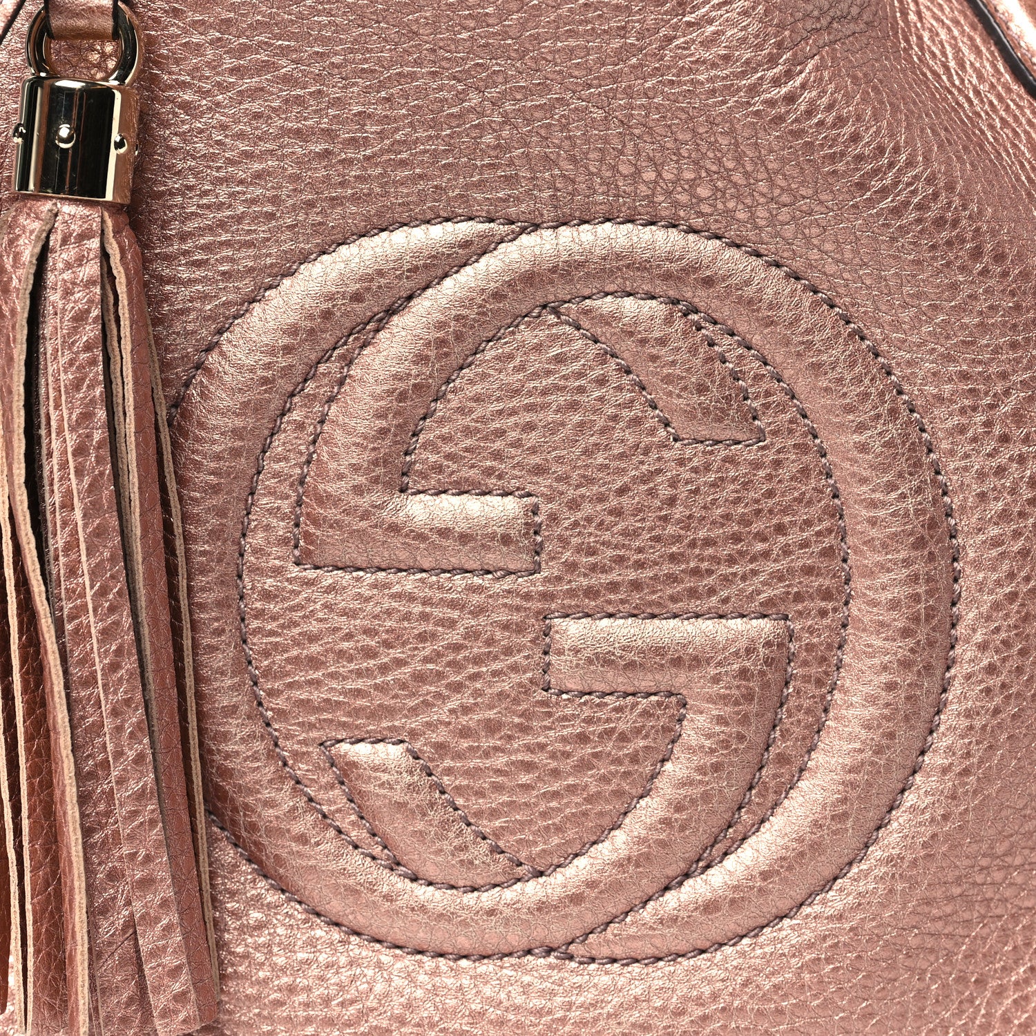 Gucci Metallic Pebbled Calfskin Small Soho Shoulder Bag Pink 9 of 13