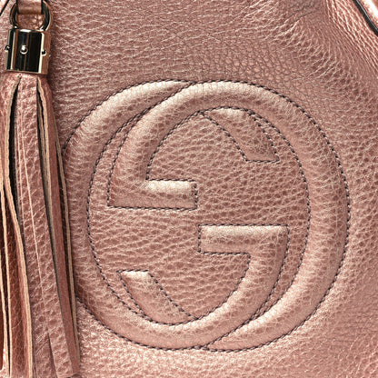 Gucci Metallic Pebbled Calfskin Small Soho Shoulder Bag Pink 9 of 13