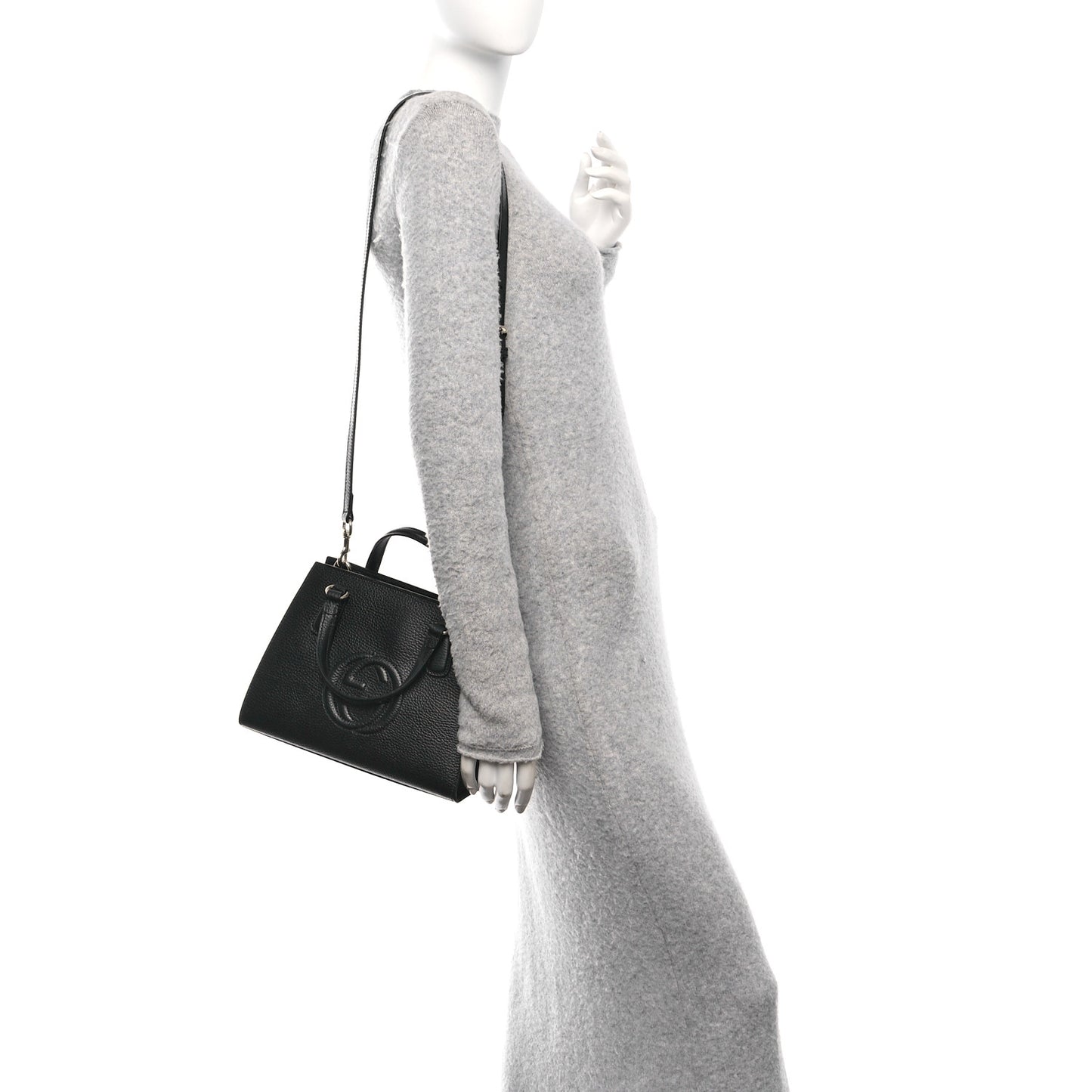 Dollar Calfskin Medium Soho Top Handle Satchel Black