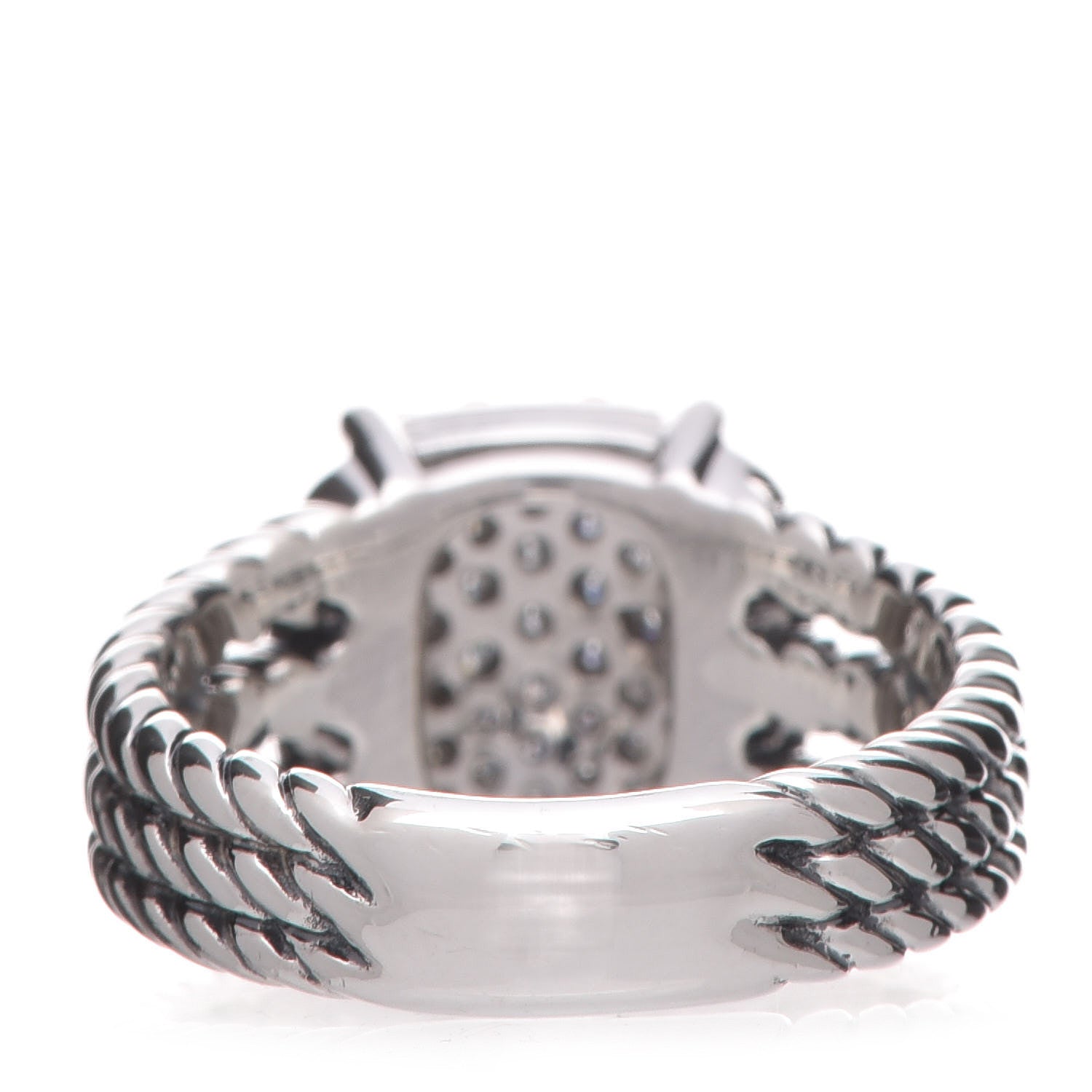 David Yurman Sterling Silver Diamond 10mm Petite Wheaton Ring 49 4.75 4 of 5