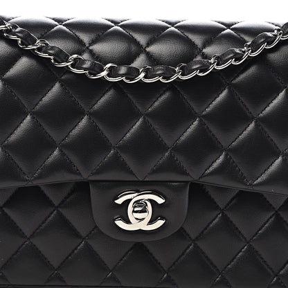 Chanel Lambskin Quilted Medium Double Flap Black 14 of 15